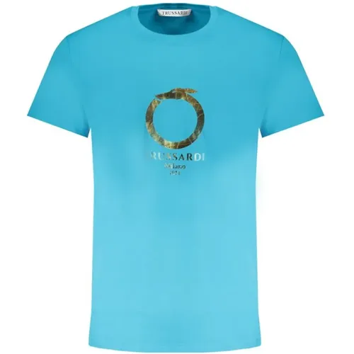 Blau Print Logo Shirt , Herren, Größe: XL - Trussardi - Modalova