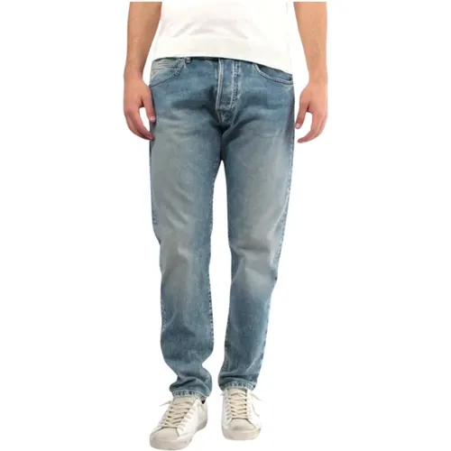 Blaue Slim Fit Jeans mit Knopfleiste , Herren, Größe: W36 - Nine In The Morning - Modalova