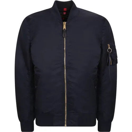 Slim Fit Bomberjacke mit Flaggenetikett , Herren, Größe: M - alpha industries - Modalova