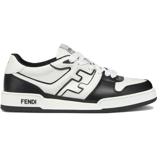 Leather Sneakers with White Details , male, Sizes: 6 UK, 7 UK, 8 UK, 5 UK, 9 UK, 10 UK - Fendi - Modalova