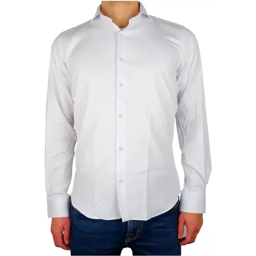 Weißes Milano Baumwollhemd , Herren, Größe: L - Made in Italia - Modalova