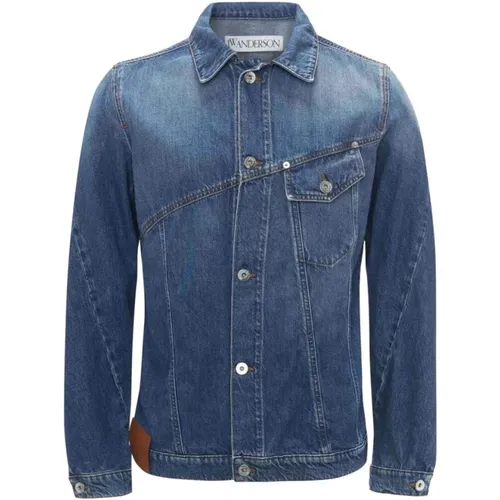 Denim Embroidered Logo Jacket , male, Sizes: L, M - JW Anderson - Modalova