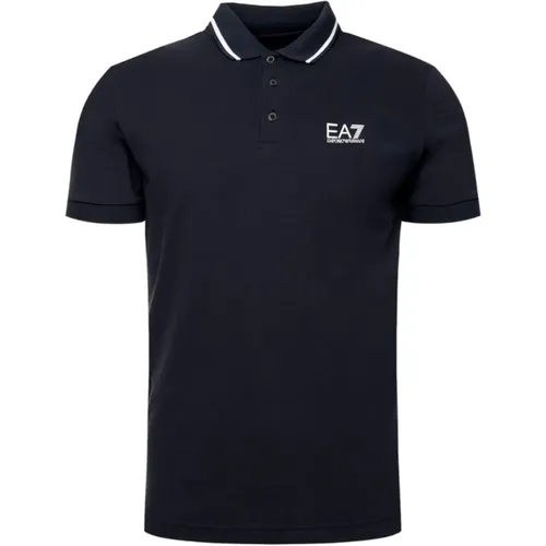 Blaues Polo mit Kurzen Ärmeln und Klassischem Kragen , Herren, Größe: S - Emporio Armani EA7 - Modalova