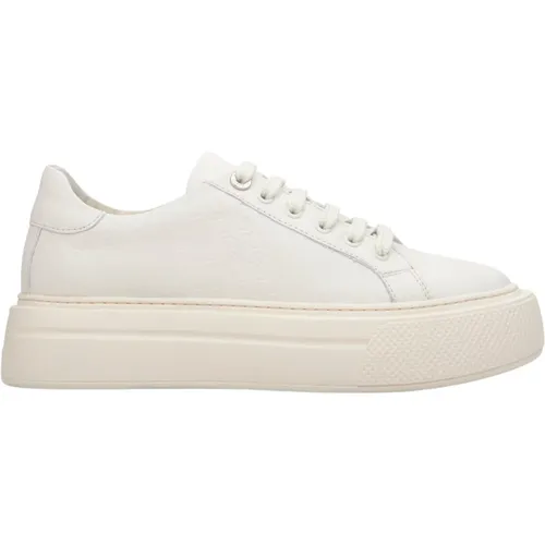 Damen Hellbeige Sneaker aus echtem Leder mit dicker Sohle Er00114398 - Estro - Modalova