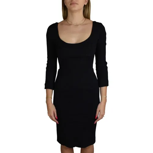 Schwarzes Midi-Kleid mit Raffinierten Details - Dolce & Gabbana - Modalova