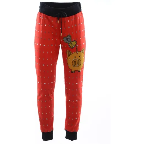 Jeweled Piggy Bank Sweatpants , male, Sizes: XS, M, S - Dolce & Gabbana - Modalova