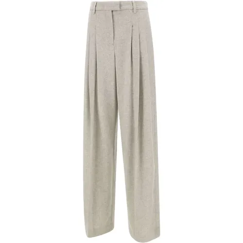 Grey Wool Cotton Trousers with Pleats , female, Sizes: M, 2XL, XL, L - Iceberg - Modalova