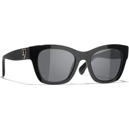 Iconic Sunglasses with Gray Lenses , female, Sizes: 51 MM - Chanel - Modalova