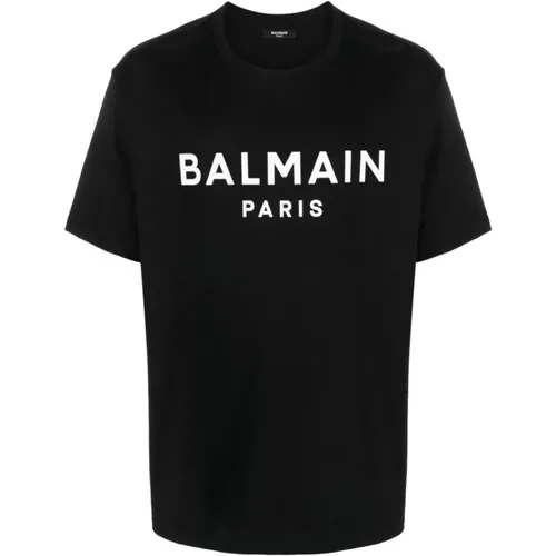 Classic Noir Blanc T-Shirt , male, Sizes: L, S - Balmain - Modalova
