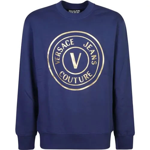 Blaues Sweatshirt Aw24 Stilvolle Casual Mode , Herren, Größe: S - Versace Jeans Couture - Modalova