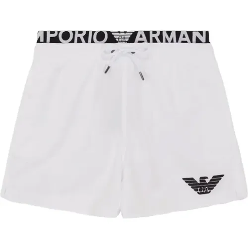 Logo Band Swim Boxer with Pockets and Embroidered Eagle , male, Sizes: XL - Emporio Armani - Modalova