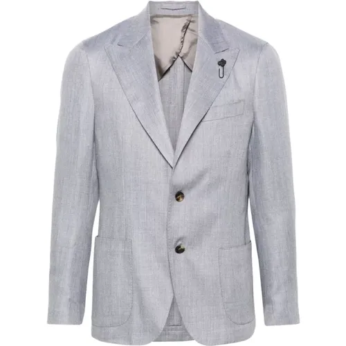 Grey Wool Cashmere Silk Blazer , male, Sizes: S, M - Lardini - Modalova