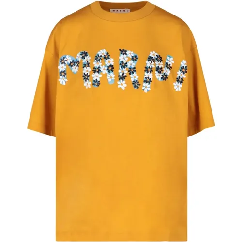 Hellorangefarbenes T-Shirt für Frauen - Marni - Modalova