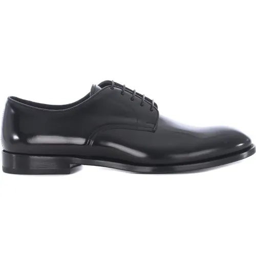 Schwarze Gebürstete Leder Oxford Schuhe , Herren, Größe: 44 1/2 EU - Doucal's - Modalova