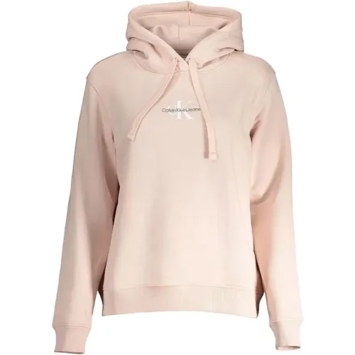 Rosa Kapuzenpullover aus Baumwolle mit Stickerei , Damen, Größe: XL - Calvin Klein - Modalova