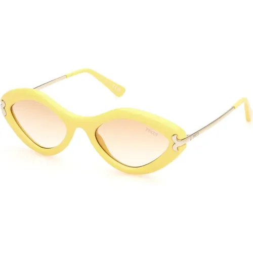 Gelbe ovale Sonnenbrille für Frauen - EMILIO PUCCI - Modalova
