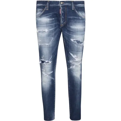 Slim-fit Ripped Navy Jeans , male, Sizes: XL, 2XL, M, XS, L - Dsquared2 - Modalova