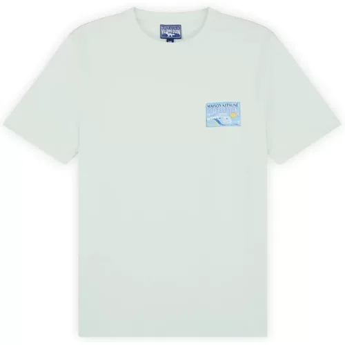 Maison Kitsune x Vilebrequin Comfort Tee-Shirt , male, Sizes: S, L, M, 2XL, XL - Maison Kitsuné - Modalova