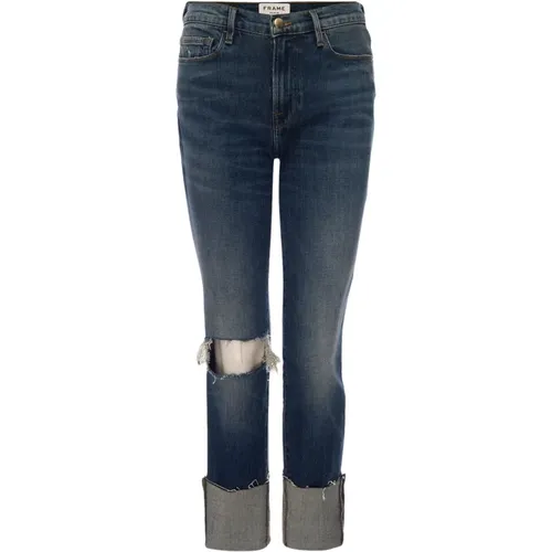 Jeans Le Nouveau Straight Raw Big Cuff , female, Sizes: W30, W25, W24 - Frame - Modalova