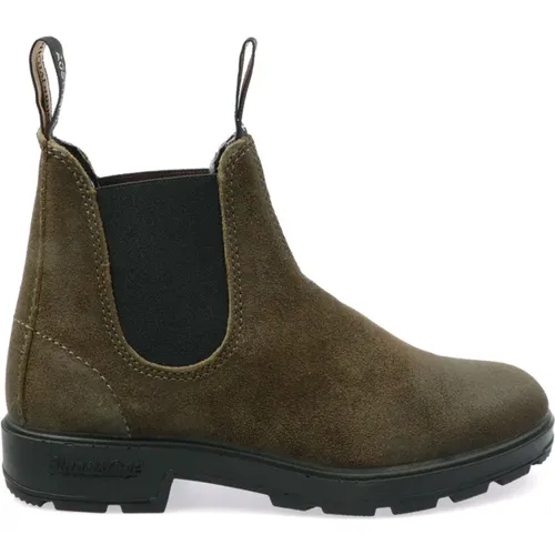 Stylish Dark Olive Suede Boots , female, Sizes: 5 UK, 6 UK, 3 UK, 7 UK - Blundstone - Modalova