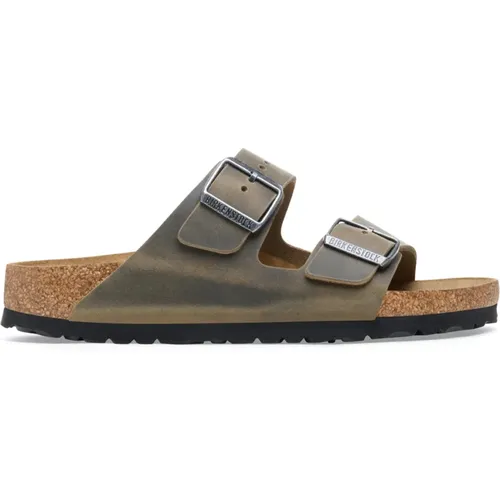 Klassische Zwei-Riemen-Sandale in geöltem Khaki-Nubuk , Damen, Größe: 40 EU - Birkenstock - Modalova