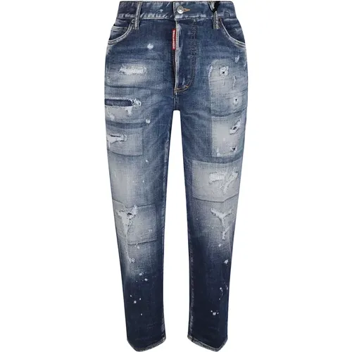 Blaue Boston Jeans , Damen, Größe: 4XS - Dsquared2 - Modalova