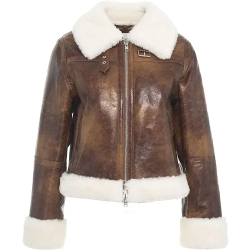 Luxurious Faux Fur Shearling Jacket , female, Sizes: S - Stand Studio - Modalova