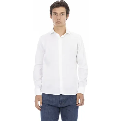 Slim Fit Korall Hemd Vorderseite Knopf , Herren, Größe: 2XL - Baldinini - Modalova