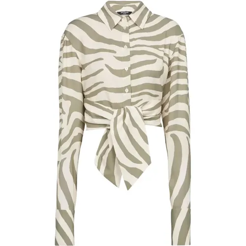 Zebra Print Mao Collar Shirt , female, Sizes: M - Balmain - Modalova