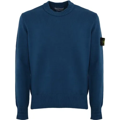 Blauer Baumwollpullover Langarm , Herren, Größe: XL - Stone Island - Modalova