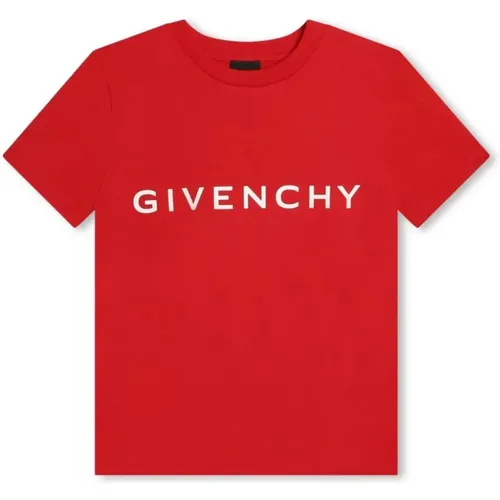 Rotes Baumwoll-T-Shirt mit Logo-Print - Givenchy - Modalova