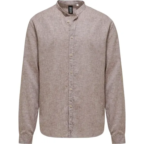 Linen/Cotton Mandarin Collar Shirt , male, Sizes: 2XL, 3XL, XL, XS - BomBoogie - Modalova