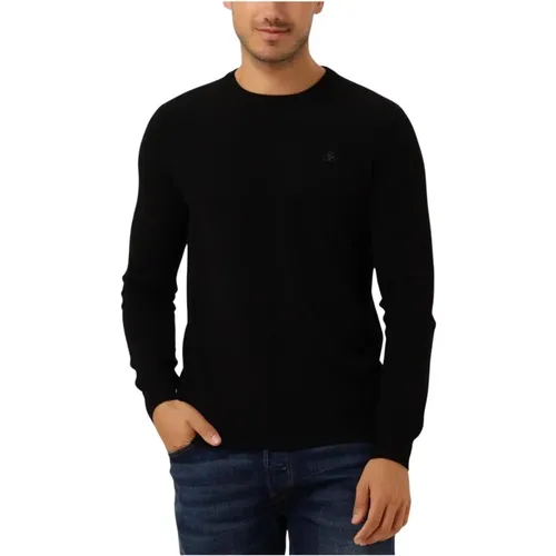 Schwarzer Viskose Crewneck Pullover Sweater , Herren, Größe: S - Scotch & Soda - Modalova