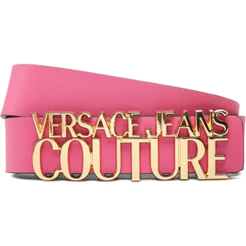 Fuchsia Leder Gürtel mit Metall-Logo - Versace Jeans Couture - Modalova