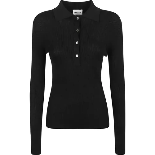 Schwarzer Woll-Slim-Fit-Polosweatshirt , Damen, Größe: S - P.A.R.O.S.H. - Modalova