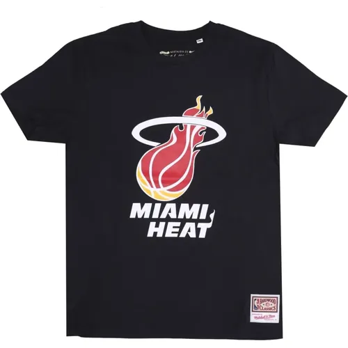 Miami Heat Team Logo Tee Hardwood Classics , male, Sizes: XL, M - Mitchell & Ness - Modalova