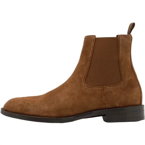 Suede Round Toe Flat Boots , male, Sizes: 6 UK, 7 UK, 9 UK - Hugo Boss - Modalova