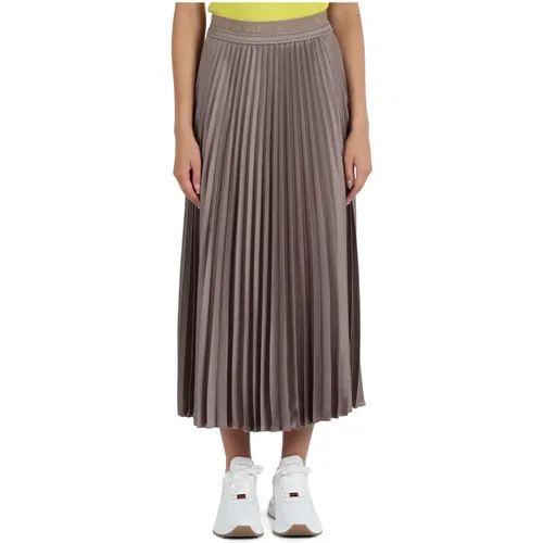 Pleated midi skirt with logo print , female, Sizes: XS - Marella - Modalova