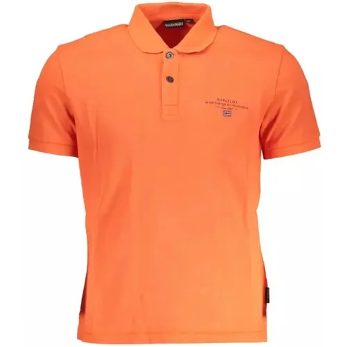 Elegantes Rosa Polo mit Stickereidetail , Herren, Größe: XL - Napapijri - Modalova