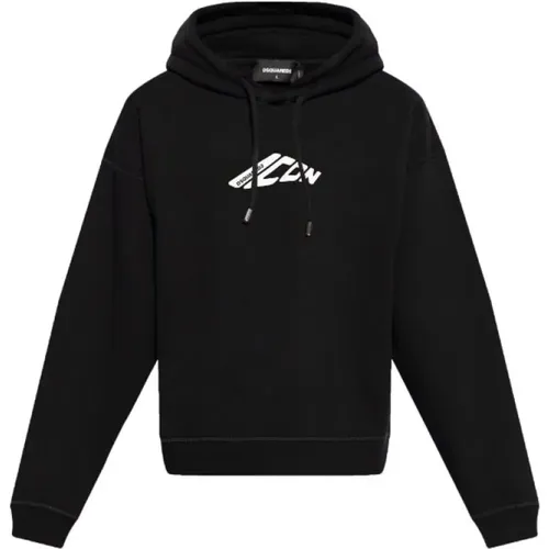 Hoodie mit Grafikdruck,Schwarzer Pullover mit Neuer Icon-Kapuze - Dsquared2 - Modalova