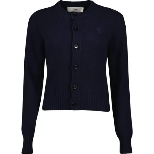 Marineblauer Kaschmir-Cardigan , Damen, Größe: S - Ami Paris - Modalova