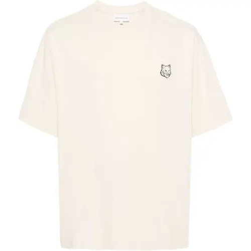 T-Shirt mit gesticktem Bold Fox Head , Herren, Größe: L - Maison Kitsuné - Modalova