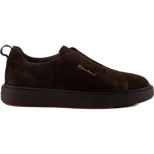 Leather Slip-On Sneakers , male, Sizes: 8 1/2 UK, 6 UK, 10 UK, 6 1/2 UK, 7 1/2 UK, 9 1/2 UK, 8 UK, 9 UK, 11 UK - Santoni - Modalova