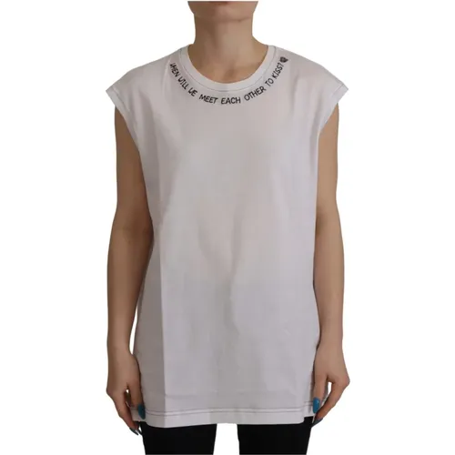 Luxury Cotton Printed Sleeveless Top , female, Sizes: XS - Dolce & Gabbana - Modalova