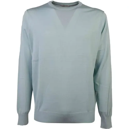 Blauer Seiden-Baumwoll-Pullover mit langen Ärmeln , Herren, Größe: 4XL - People of Shibuya - Modalova