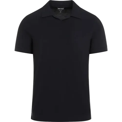 Marineblaues Polo-Shirt , Herren, Größe: 2XL - Giorgio Armani - Modalova