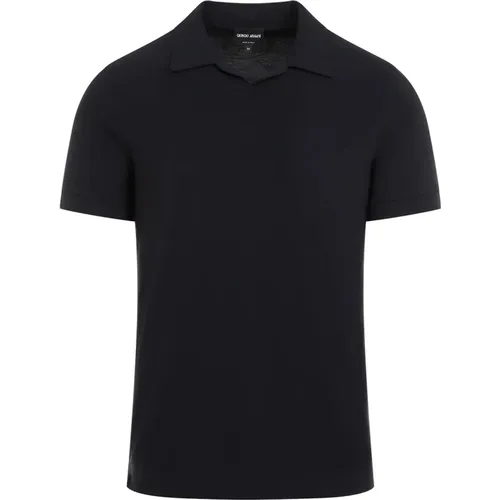 Marineblaues Polo-Shirt , Herren, Größe: M - Giorgio Armani - Modalova