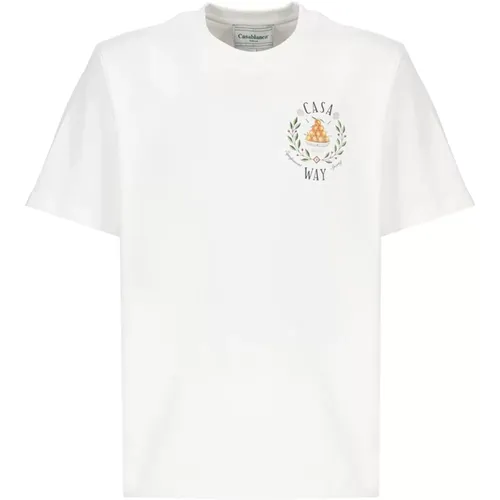 Cotton T-shirt with Contrasting Print , male, Sizes: M - Casablanca - Modalova