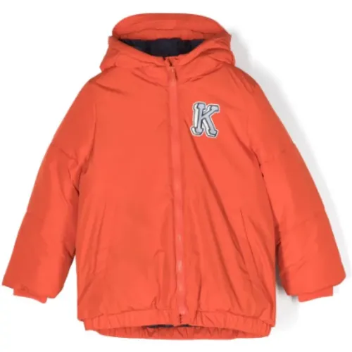 Kinder Puffer Jacke Pfirsich Logo Patch - Kenzo - Modalova