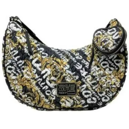 Black Nylon Logo Space Couture Shoulder Bag , female, Sizes: ONE SIZE - Versace Jeans Couture - Modalova